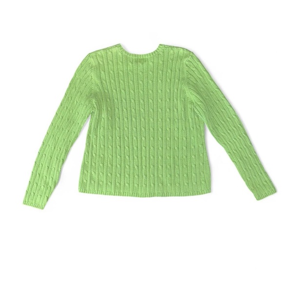 St. John's Bay Womens Green Petite Classic Cable Knit Pullover Sweater PL - Picture 2 of 6
